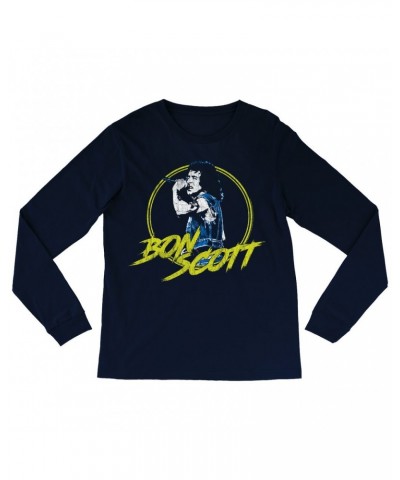 Bon Scott Long Sleeve Shirt | Circular Pop Art Yellow Shirt $8.99 Shirts