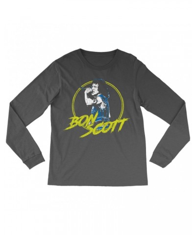 Bon Scott Long Sleeve Shirt | Circular Pop Art Yellow Shirt $8.99 Shirts