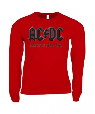 AC/DC Long Sleeve Shirt | Back In Black Charcoal Design Shirt $10.78 Shirts