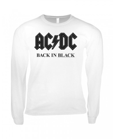 AC/DC Long Sleeve Shirt | Back In Black Charcoal Design Shirt $10.78 Shirts